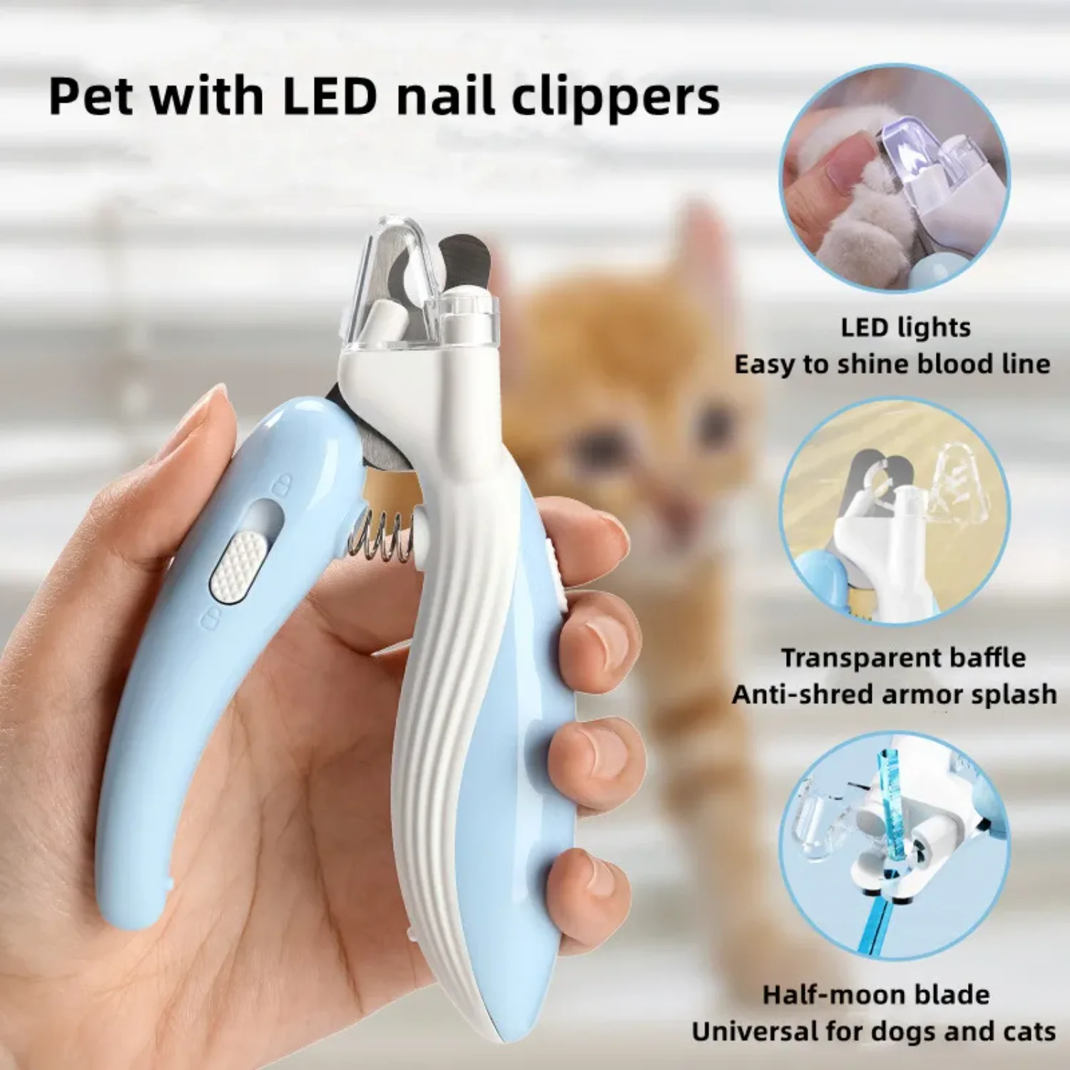 Pet nail clippers Dog Cat Nail Trimmer Labor-Saving Nail Clipper Convenient LED  nail grinder dog grooming supplies