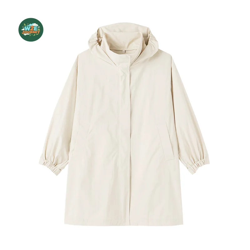 W2EJOURNEY EU US Size Luxury Quality Unisex Trench Coat Autumn Winter Water-Resistant Windbreaker Hoodie Long Coat