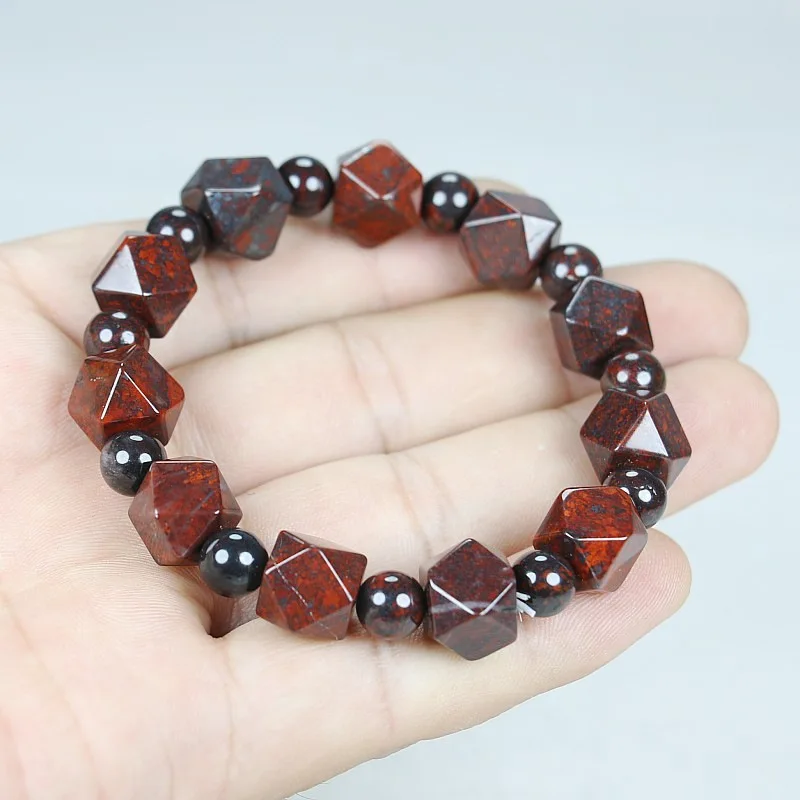 Natural Genuine Red Edin Meteorite Bracelet, Hand Row Energy Magnetic Therapy Pendant, Men's and Women's Bracelets.