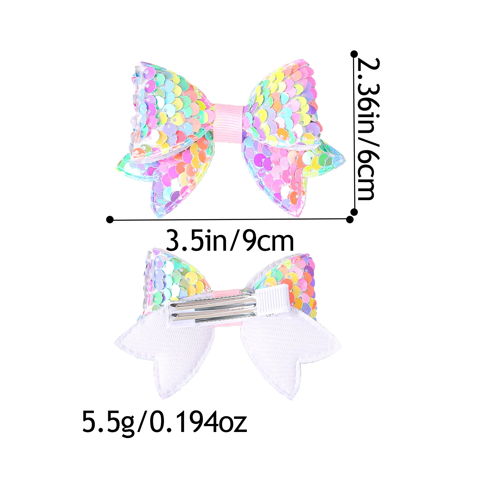 6/12pcs Sequin Glitter Gradient Color Double Bow Barrettes For Kids Fashion Cute Hair Clips For Girls Women Hair Accessories