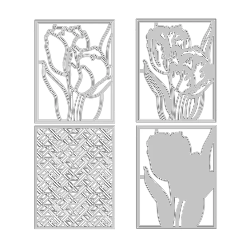 Layered Tulips Background 2022 New Metal Cutting Dies Scrapbooking for Paper Making Frame Card Craft Supplies No Stamps