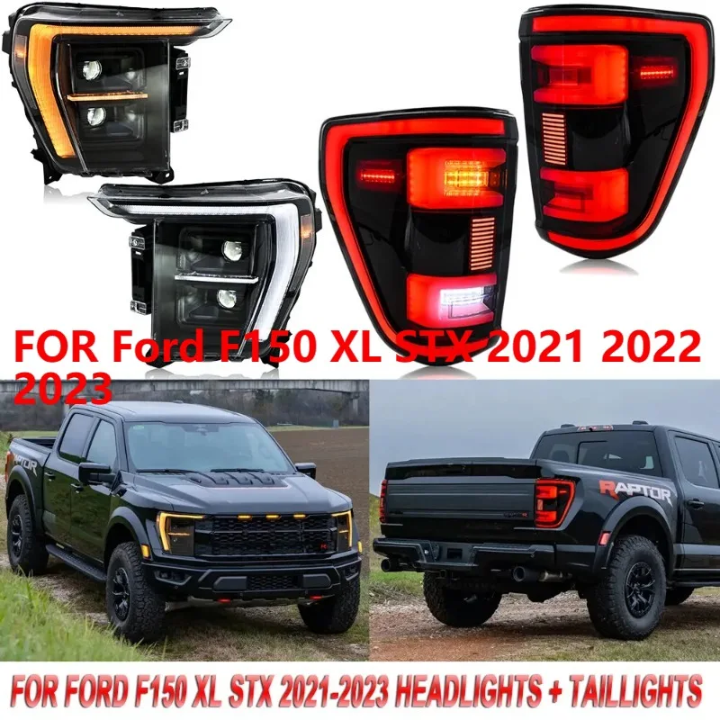 

Полностью светодиодные фары и задние фонари для Ford F150 XL STX 2021-2023, комплект дымовых фар DRL