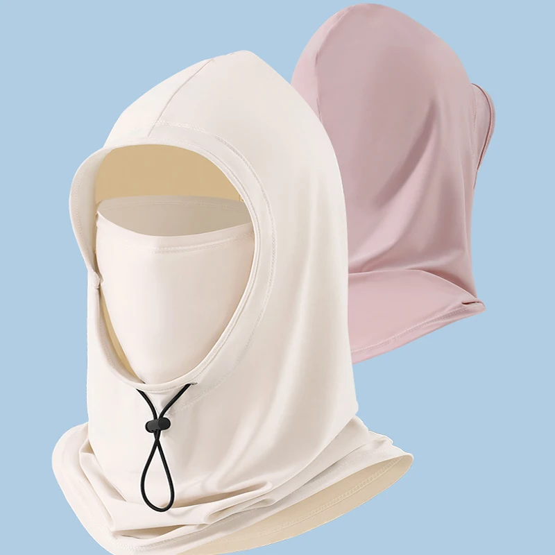 Letnia maska przeciwsłoneczna z jedwabiu lodowego dla kobiet i mężczyzn, osłona twarzy do jazdy na rowerze na zewnątrz, ochrona UV, jednolity kolor, chusta na szyję, opaska na uszy, bandana, szalik.