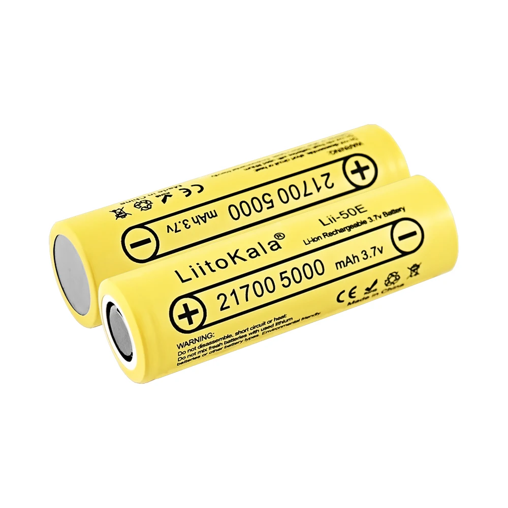 LiitoKala Lii-50E 21700 Batería Recargable, Pila de Descarga de Alta Potencia 5000mah V, 5C para Electrodomésticos