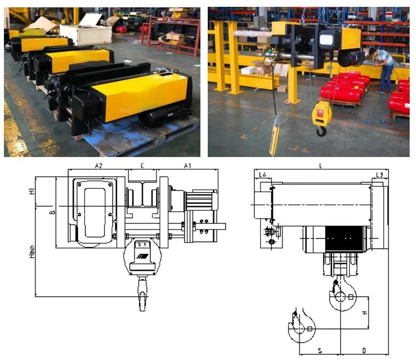 Low Cost High Performance 2 ton 5 ton European Type Electric Wire Rope Hoist for Warehouse