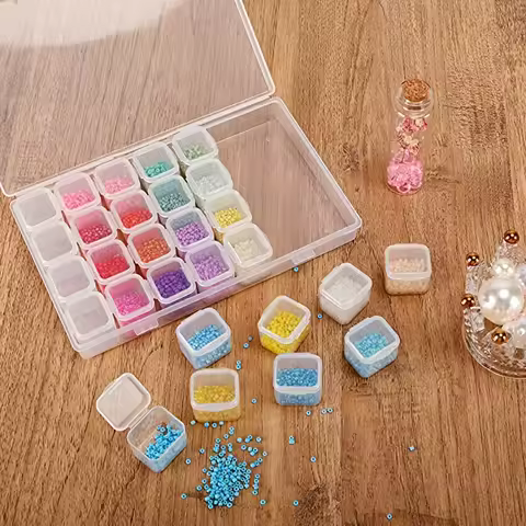 1set 28/56-Grid Storage Box, Diamond Painting Tools, Diamond Painting Beads Organizer, Transparent Plastic Storage Container
