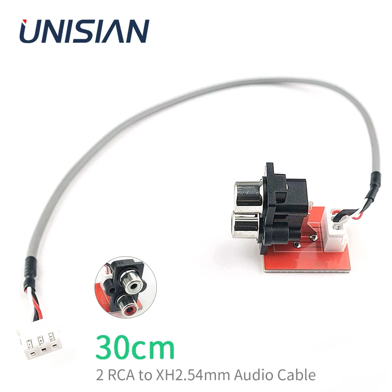 UNISIAN 2RCA to XH2.54MM Audio Cable RCA Connector Signal Input Socket Adapter 30cm Line Length Extended Interface