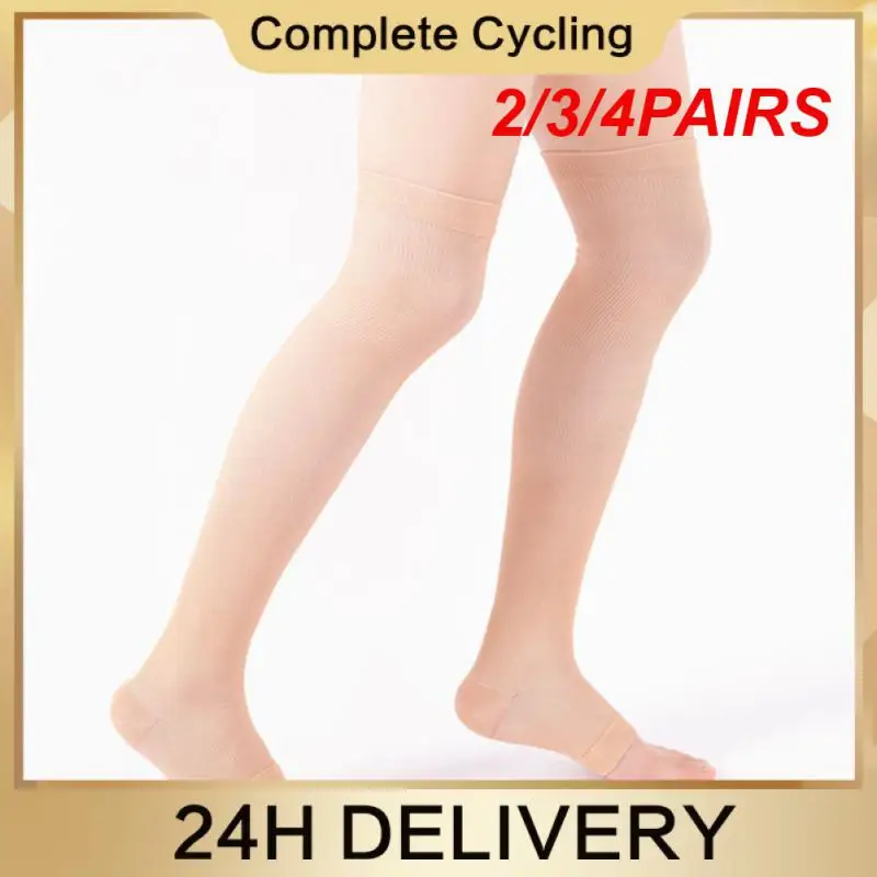 2/3/4PAIRS Toeless Socks Reduce Muscle Vibration Nylon Silk Dynamic Compression Leg Sleeves Pressure Relief Performance Gear