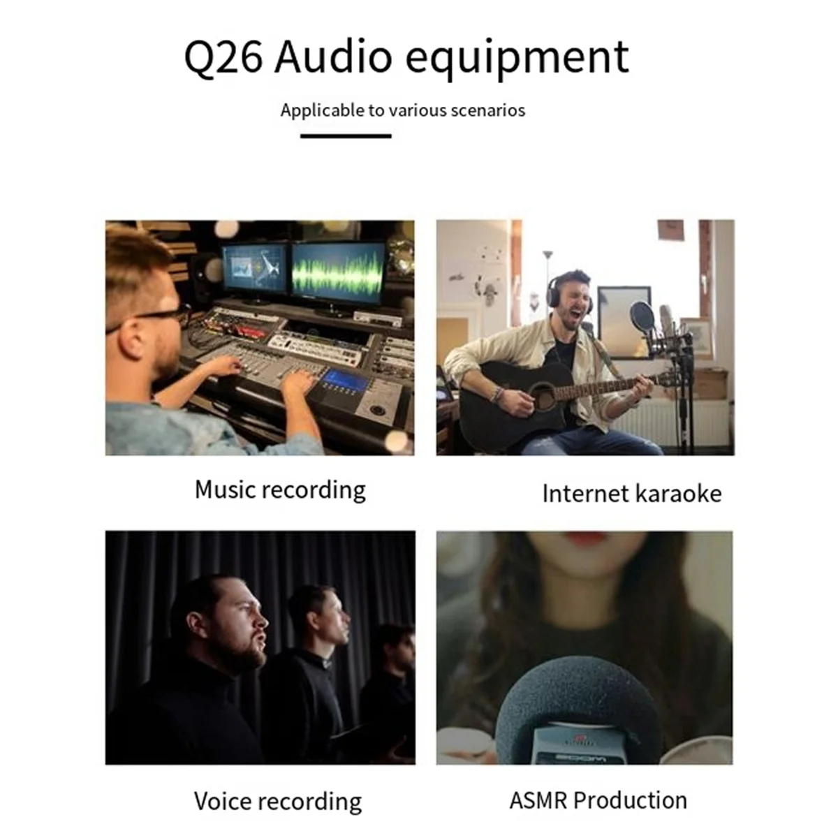 Q-26 USB Audio Interface Sound Card with Electric Guitar Live Recording USB External Sound Card for Studio