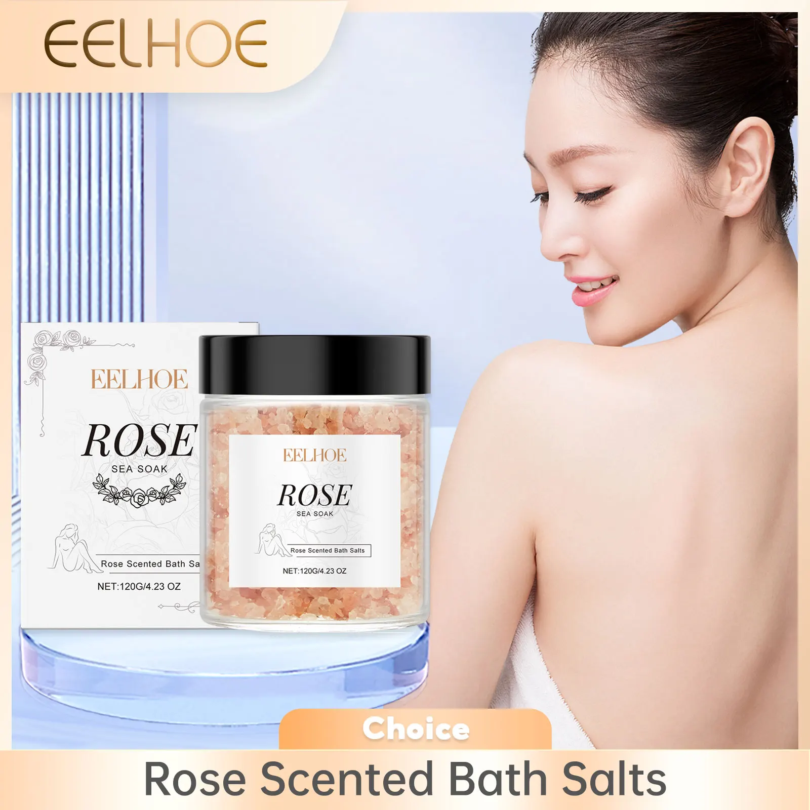 Rose Bath Salts Exfoliating Deep Cleansing Shrinking Pores Long Lasting Fragrance Stress Relief Aromatherapy Shower Body Care