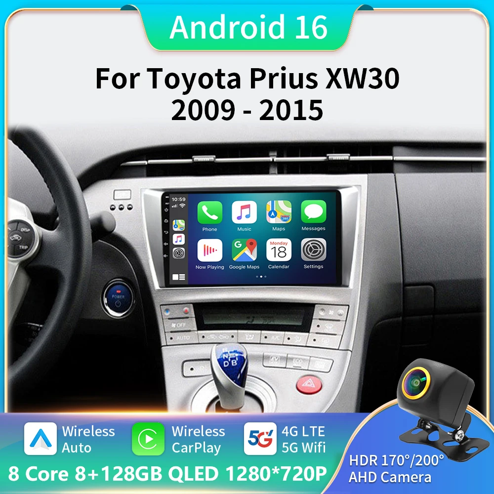 

Android Carplay Auto Car Radio Multimedia Player QLED Screen For Toyota Prius XW30 2009-2015 Autoradio GPS Stereo 2din Head Unit