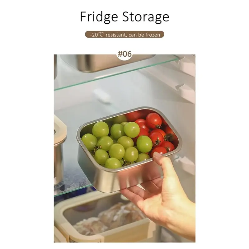[NEW!A08R】 Stainless Steel Crisper 360° For Fridge Vegetable Meat Box Food Preservation Box