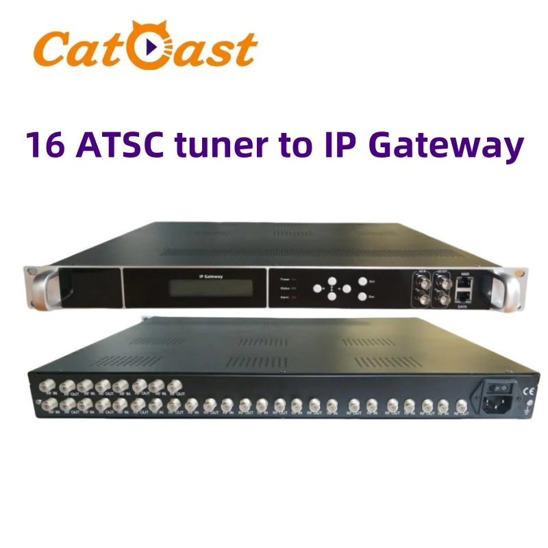 Multi Stream 16 FTA ATSC Tuner to IP Gateway Digital Headend IPTV Gateway satellite Multicast Demodulator