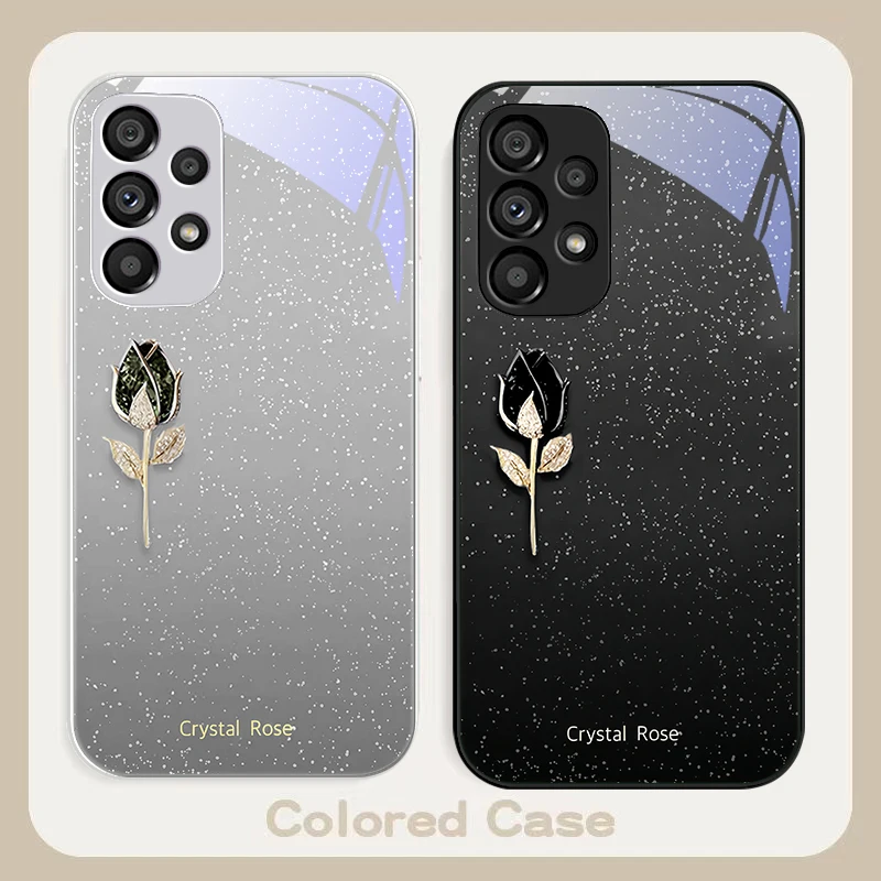 Rosa de cristal de punto blanco para Samsung S22 S8 S9 10 20 Ultra S21 Pro S22 Plus S23 FE S24 Ultra S25 Edge S25Ultra funda de teléfono de cristal