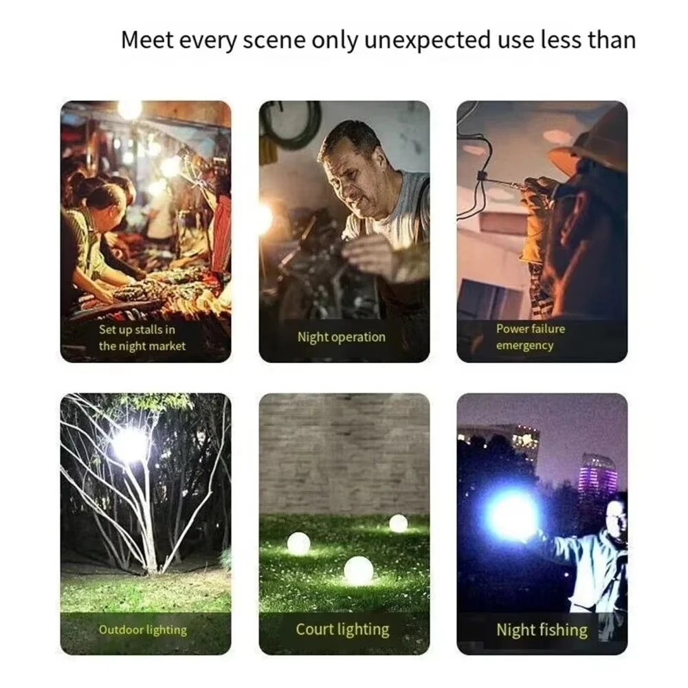 Lampada da campeggio solare portatile a LED Lampada da calcio pieghevole Lampada da scrivania ricaricabile USB per lampadario di emergenza per tenda con gancio