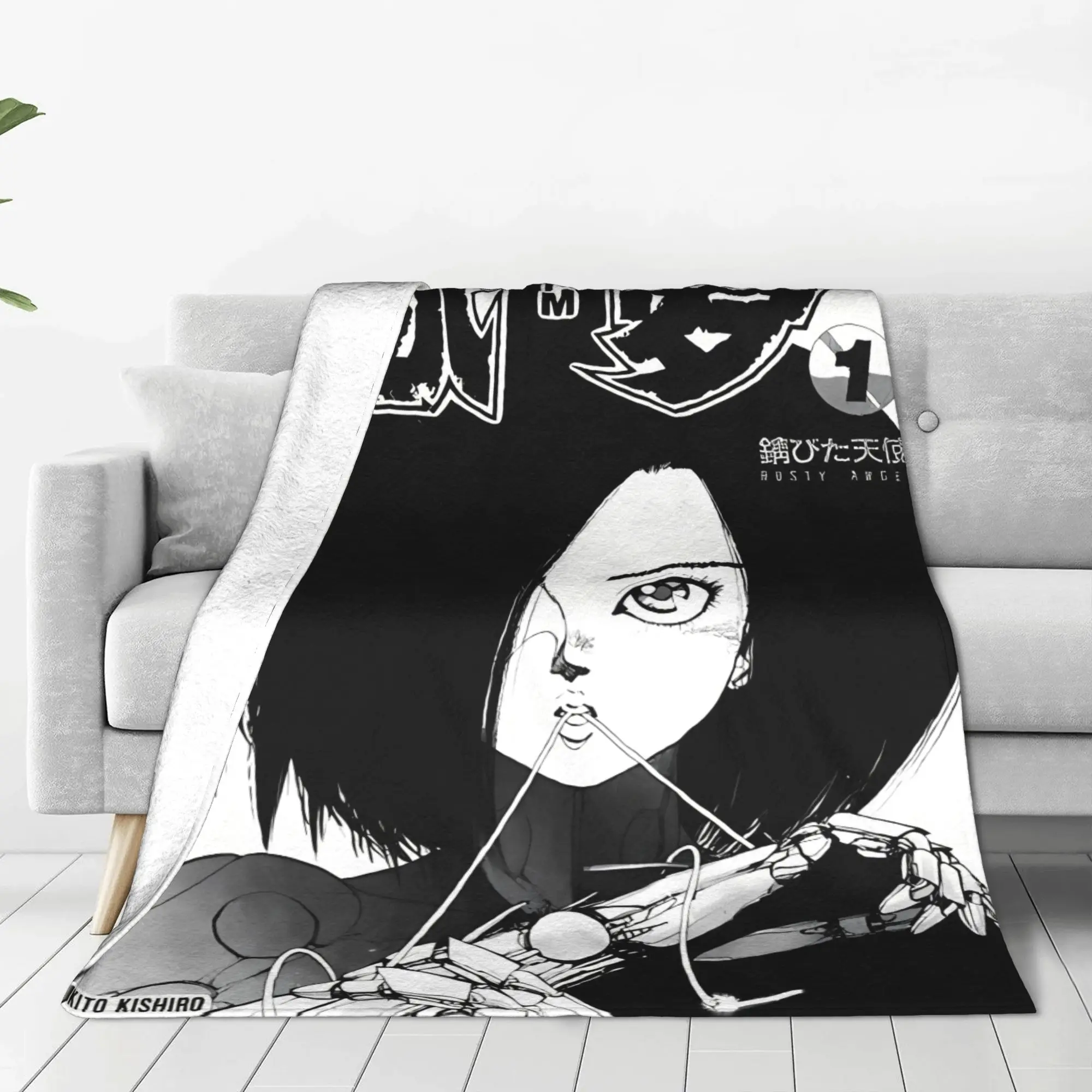 1PC Home Cute Room Decor Dark Manga Blanket Throw Blanket Battle Angel Alita Novelty Warm Blanket All Season