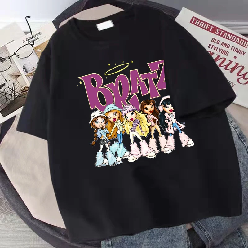 Bratz Clothes For Women T-shirts Funny Harajuku Cartoon Graphic T Shirts Y2k Fashion Casual O-Neck T-shirt Summer Short Sleeve