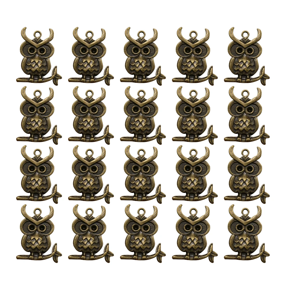 

20 Pcs Owl Necklace Jewelry Alloy Pendant Charm DIY Making Pendants Copper Craft Supplies Accessories Decorations