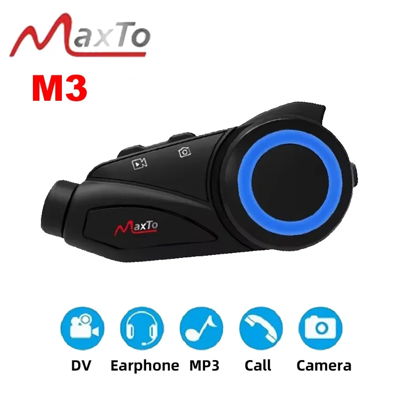 

MAXTO M3 мотоциклетный шлем Bluetooth-гарнитура домофон MP3 для 6 гонщиков 1000 м WIFI водонепроницаемый IPX6 1080P объектив видеорегистратор FM