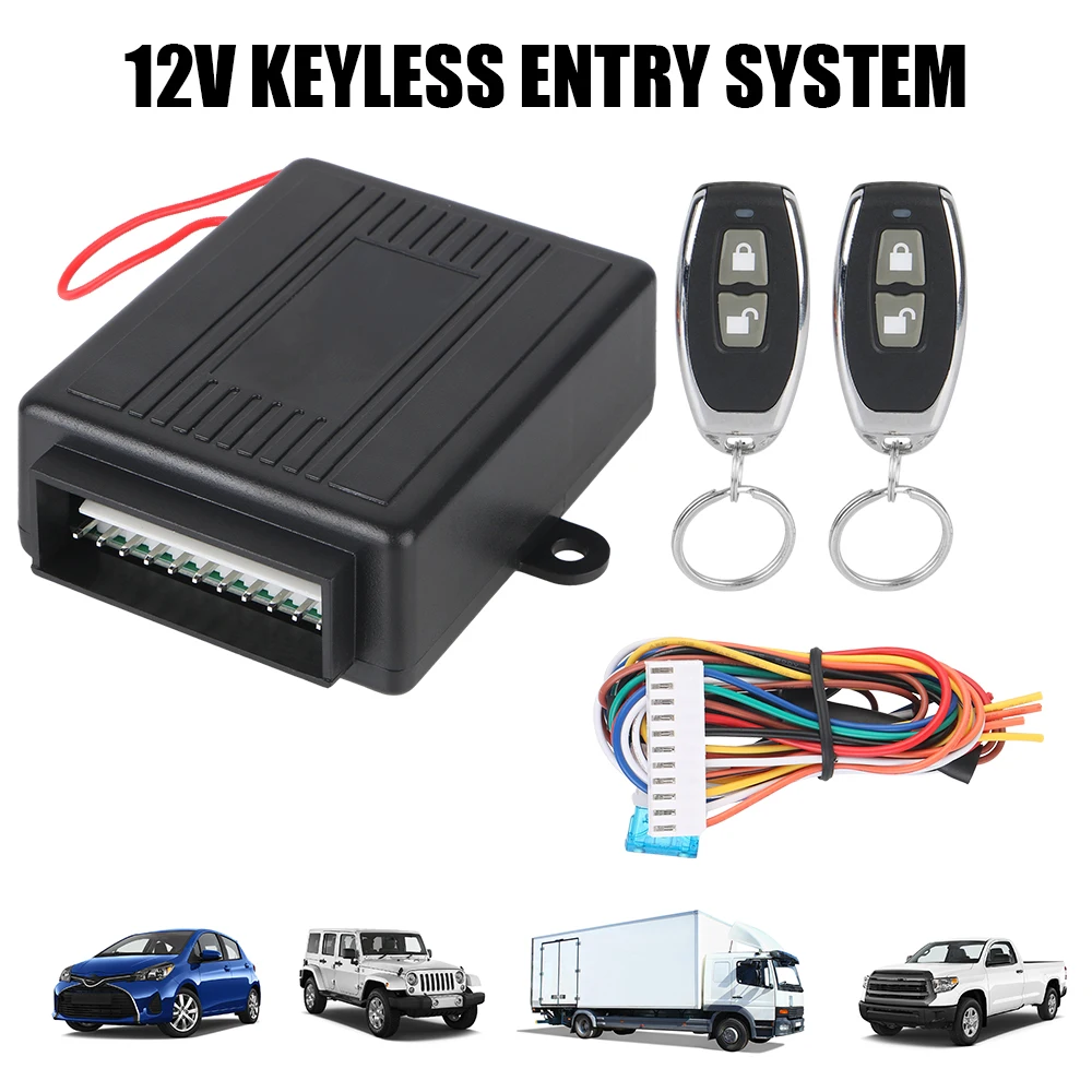 Car Keyless System 12V Remote Control Car Door Window Truck Master Lifter Central Door Lock Unlock With 2 Controller