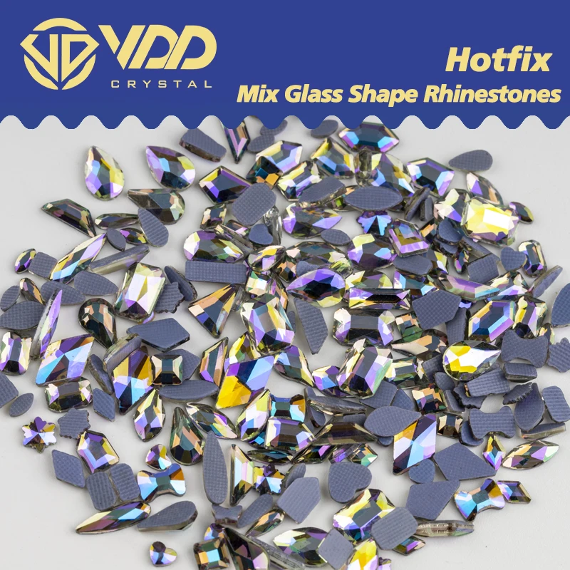 VDD AAAAA Top Quality 100/500Pcs Mix Shape Glass Hotfix Crystal Rhinestones Flatback Stones DIY Crafts Dress Clothes Decorations