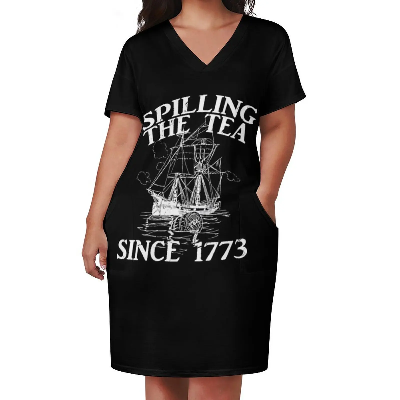 Spilling The Tea Since 1773 American History Teacher Loose Pocket Dress womens clothing