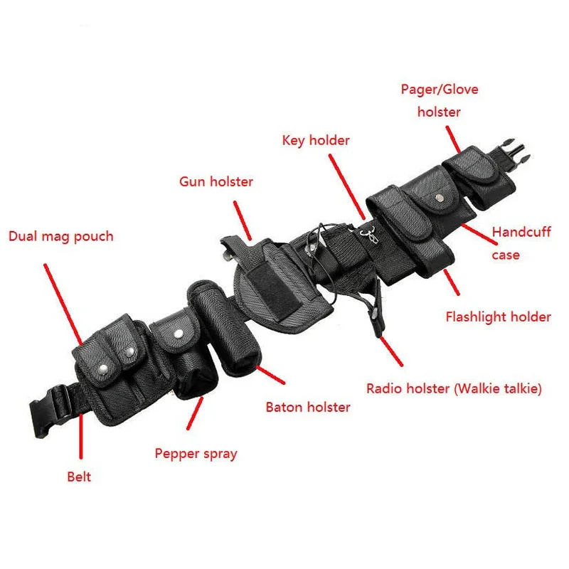 Tactical Gun Holster Flashlight Pouch Sets 10In1 Multifunctional Utility Kit Belt Police Duty Belt Security Duty Belts Equipment