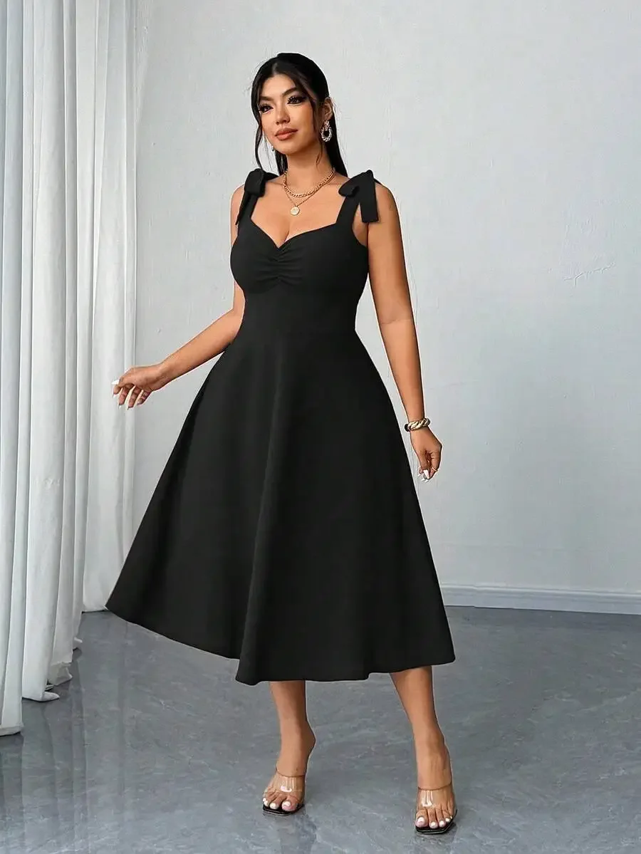 Elenzga Plus Size Women's Elegant Formal Ruched A-Line Camisole Dress,Baby Pink Summer Wedding Ninang Guest Dress,Classic High
