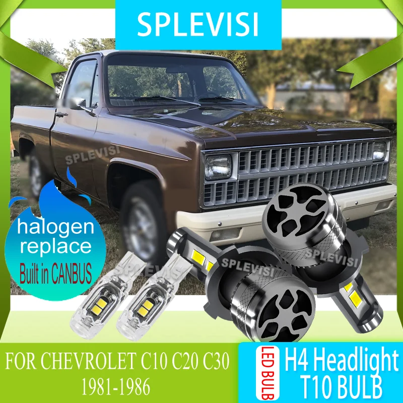 LED Headlight Hi Lo Beam Bulb Easy to Install Built-in Canbus Resistor For Chevrolet C10 C20 C30 1981 1982 1983 1984 1985 1986