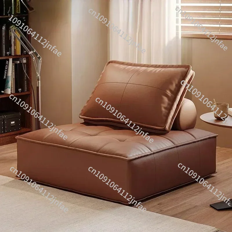 

Modern Leather Single Sofa Bed with Cat-Friendly Design, Lounge Chair & Compact Rental Room Furniture