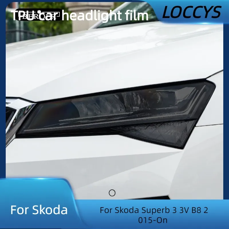 

For Skoda Superb 3 3V B8 2015-On Car Headlight Tint Smoke Black Protective Film Protection Transparent TPU Sticker Accessories