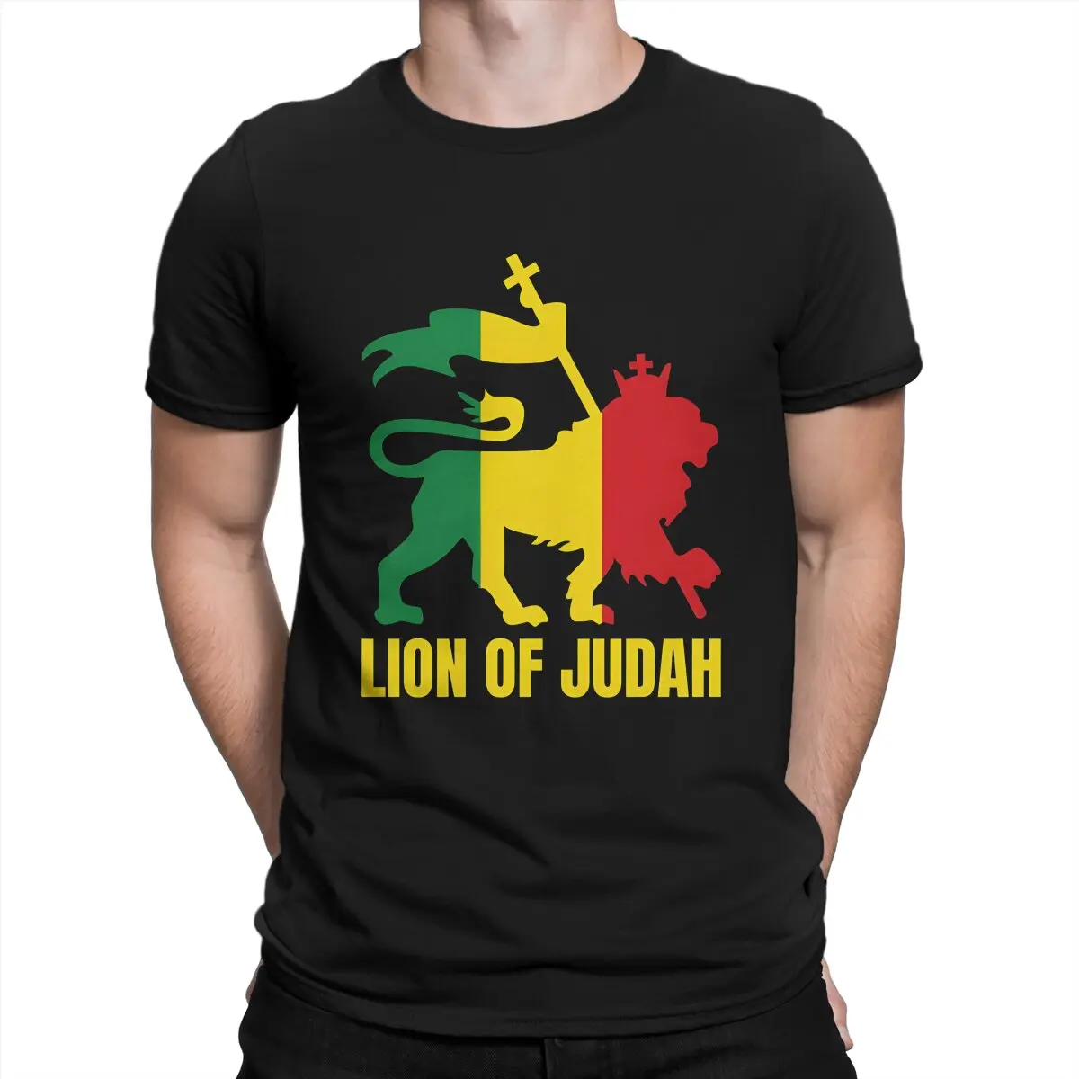 Rasta Lion Of Judah T-Shirt for Men Rasta Design Leisure Pure Cotton Tee Shirt O Neck Short Sleeve T Shirt Graphic Printed