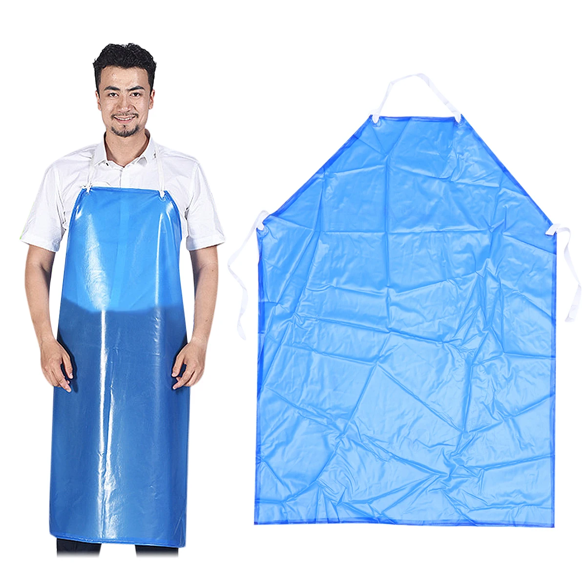 

2Pcs Waterproof Industrial Oxford Apron Heavy Duty PVC Oilproof Acid Alkali Resistant Sleeveless Apron for Kitchen Commercial