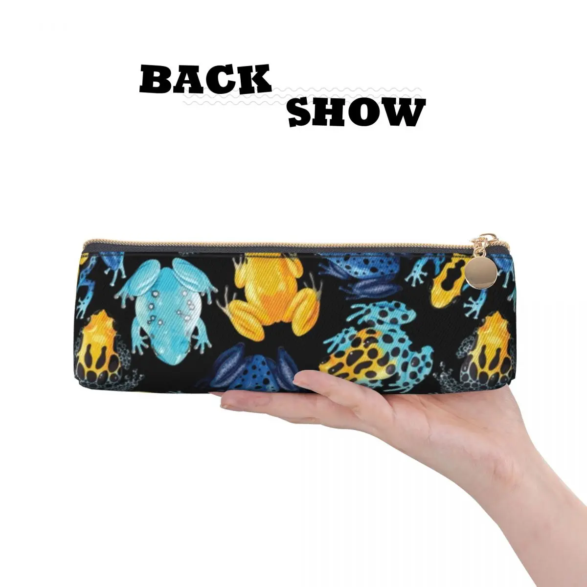 Colorful Tropical Frogs Triangle Pencil Case Forg Funny Wildlife Designs Stationery Pencil Box For Teens Fashion Leather Pen Bag