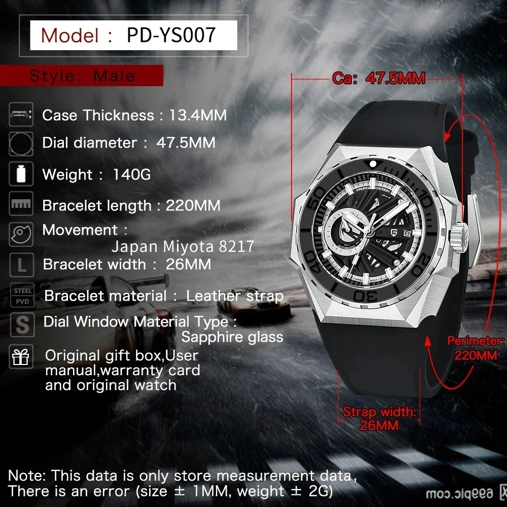 PAGANI DESIGN New Skeleton Men\'s Mechanical Watch MIYOTA 8217 Movement Luxury Automatic Watch Men\'s 2022 Waterproof Reloj Hombre