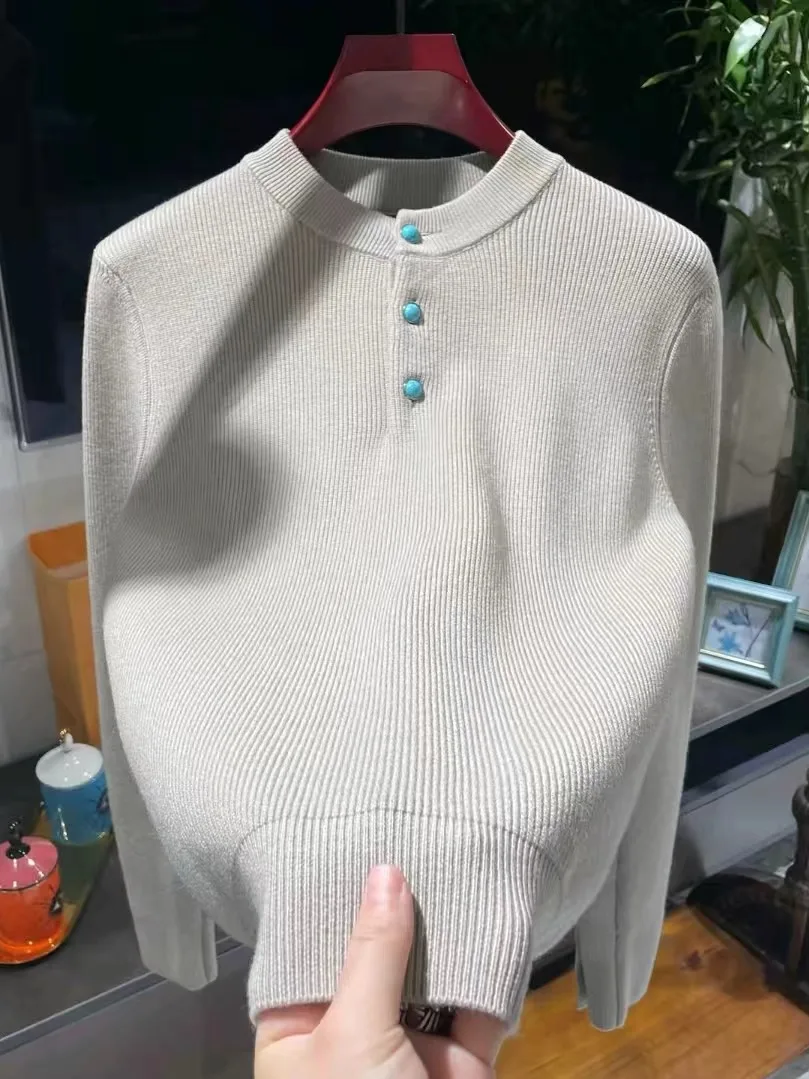 

Men's Knitted Sweater Henry Collar New Arrival Comfortable High Quali Faionable Versatile Winter Season Casual Wear