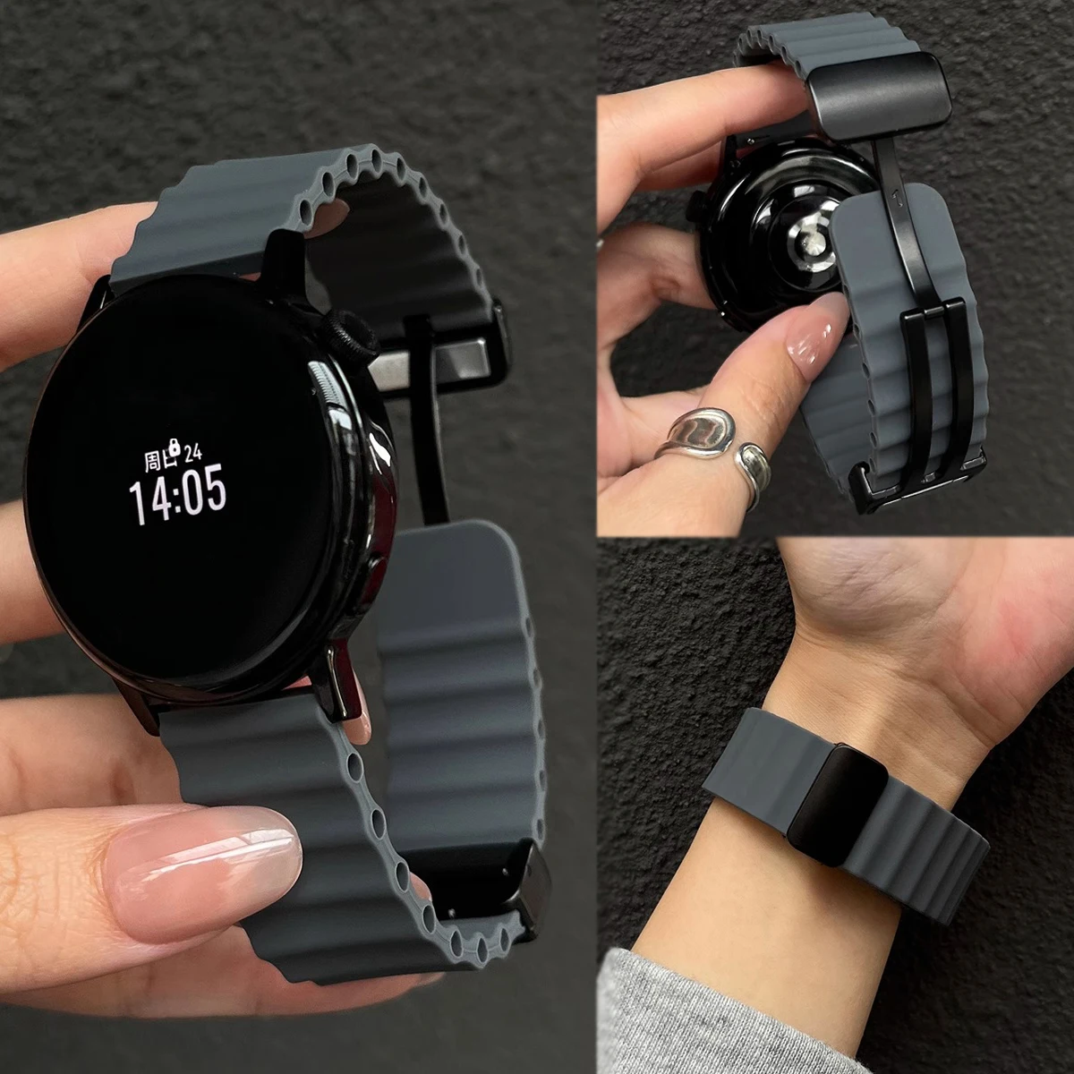 

Силиконовый ремешок Ocean для Samsung Galaxy Watch 7, 6, 5, 40 мм, 44 мм, регулируемый браслет, ремешок для часов Galaxy 4 6 Classic 20/22 мм