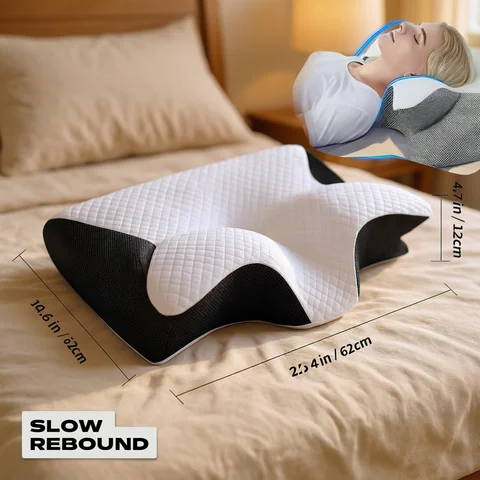 Butterfly Sleep Memory Neck Pillow Slow Rebound Comfortable Memory Foam Sleep Pillow Cervical Orthopedic Neck Massage Bed Pillow