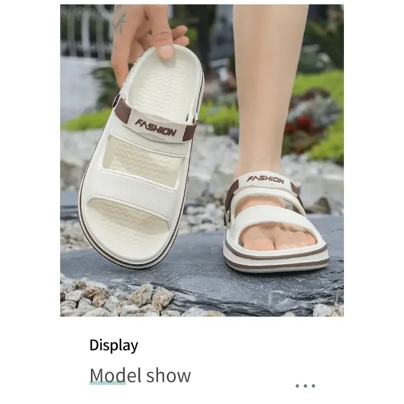 Модные летние мужские сандалии для спорта на открытом воздухе, универсальные двойные противоскользящие износостойкие пляжные тапочки с мягкой подошвой для вождения автомобиля