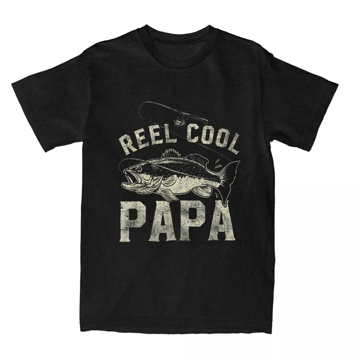 Reel Cool Papa Funny Fathers Day T Shirt Men's Pure Cotton Humor T-Shirt Dad Fishing Fisherman Tee Shirt Clothing Printing