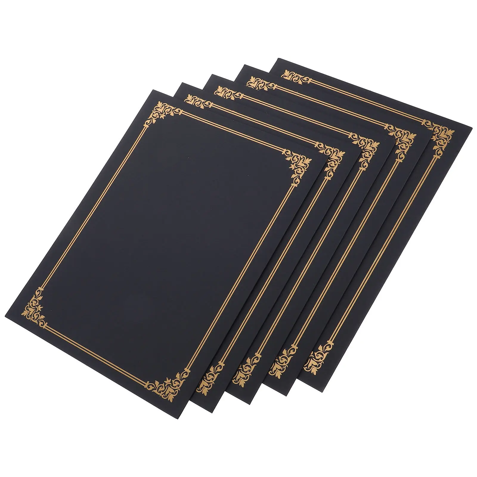 5Sets Certificate Folders Gold Foil Border Elegant Diploma Covers for Graduation Certificates Awards Appreciation Documents