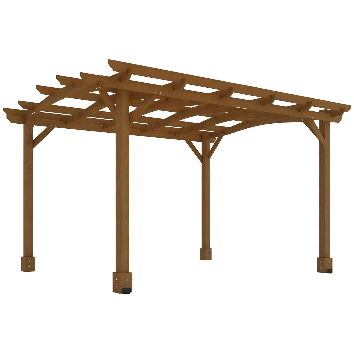 

10' x 12' Outdoor Pergola with Arched Roof for Climbing Plant Support, Wood Gazebo Grape Trellis with Stable, Customized
