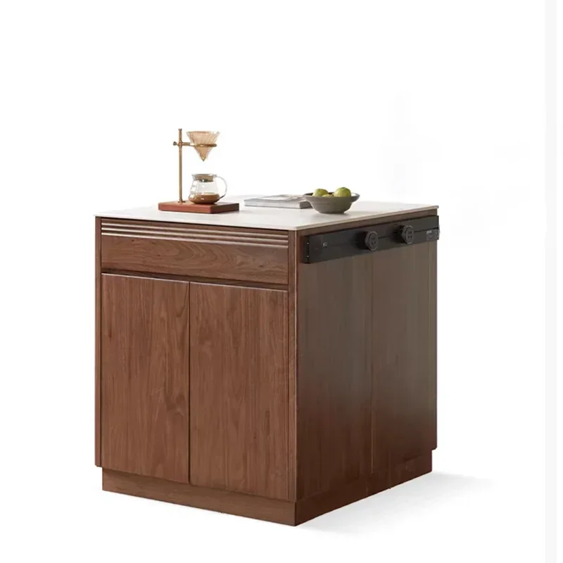 Integrated retractable dining room cabinet Household rock slab tea table Multifunctional dining cabinet