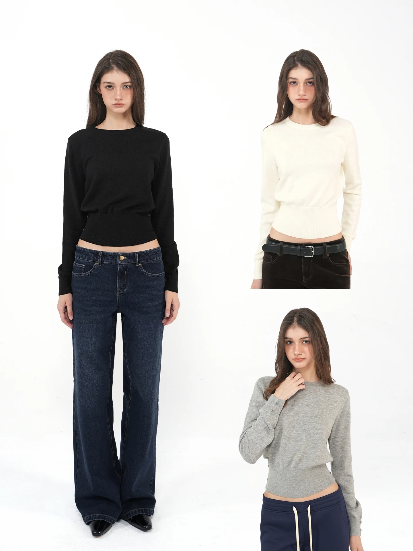 

Свободный вязаный топ с длинным рукавом, круглым вырезом, приталенный, повседневный, женский, из трикотажной ткани, ветрозащитный