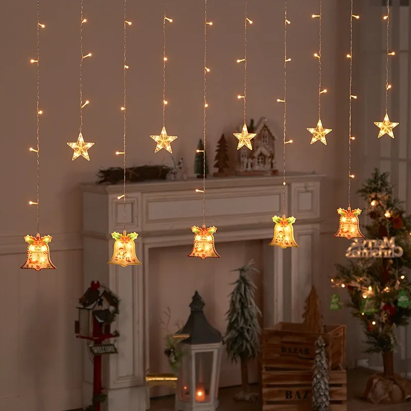 LED Christmas Fairy Light String Santa Star Lights with Gift Pack for Room Curtain Holiday Atmosphere Indoor Decor
