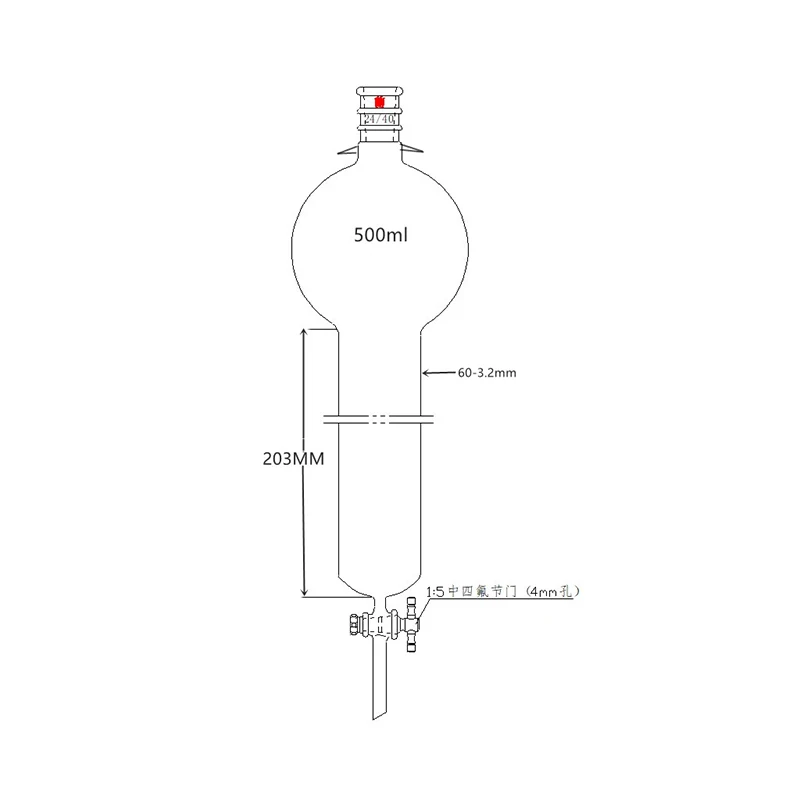 

SYNTHWARE Flash chromatography column with storage sphere, No sand plate,With hookup, Enhanced joint 24/40,4mm PTFE aperture,C37