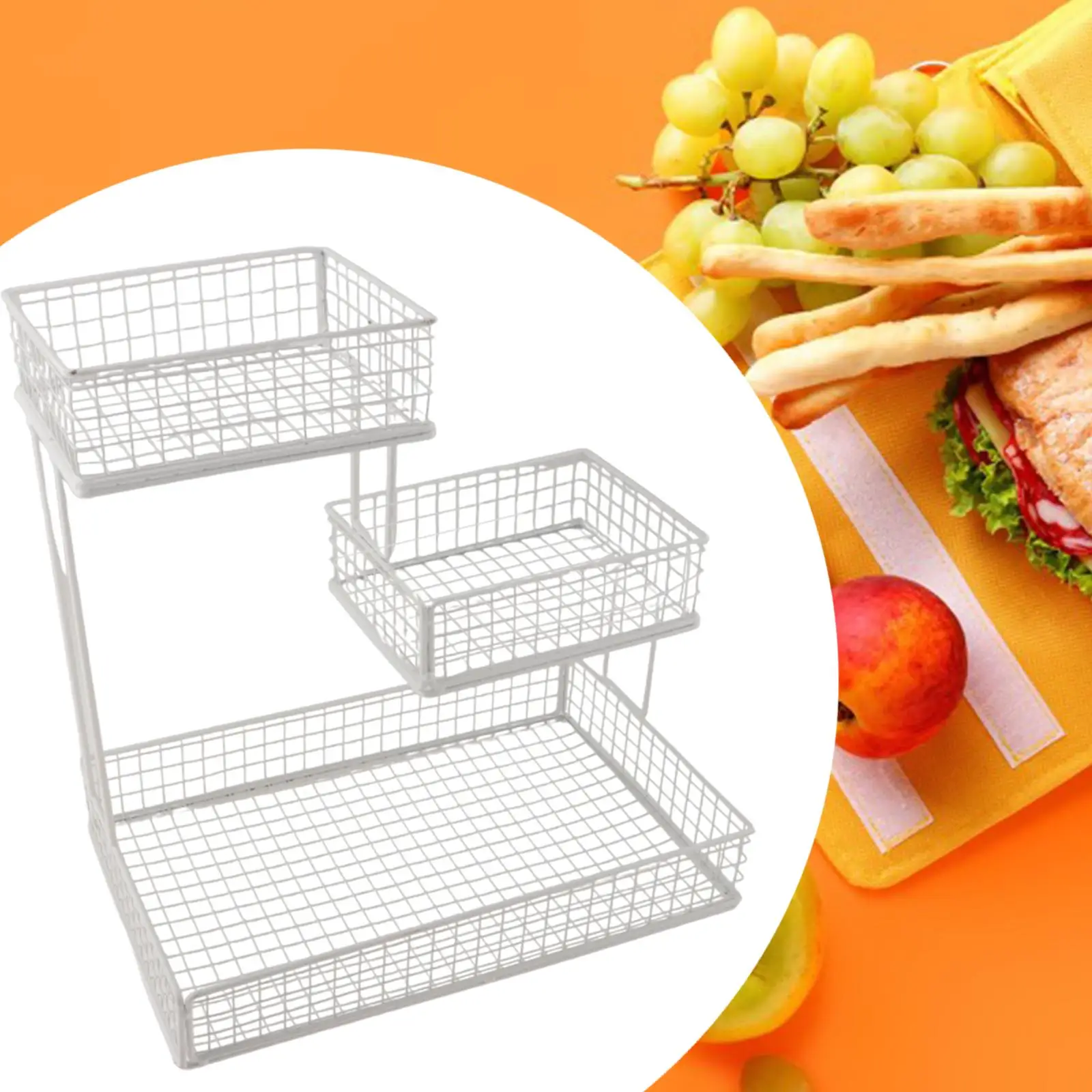 Countertop Fruit Basket Living Room Fruit Tray Space Saving Multi Tier Serving