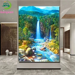 Pittura diamante rotondo quadrato fai da te cascata mosaico paesaggio diamante 5D ricamo albero verde arte della parete strass immagini arredamento