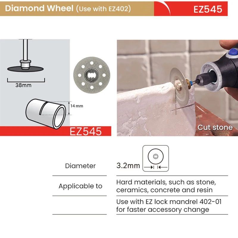 Dremel EZ545 1-1/2-Inch EZ Lock Diamond Cutting Wheel Disc Rotary Tool Accessory for Tile and Metal Cutting