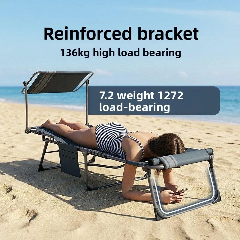 The recliner can reach out to play with the mobile phone, the single sunbed is folded